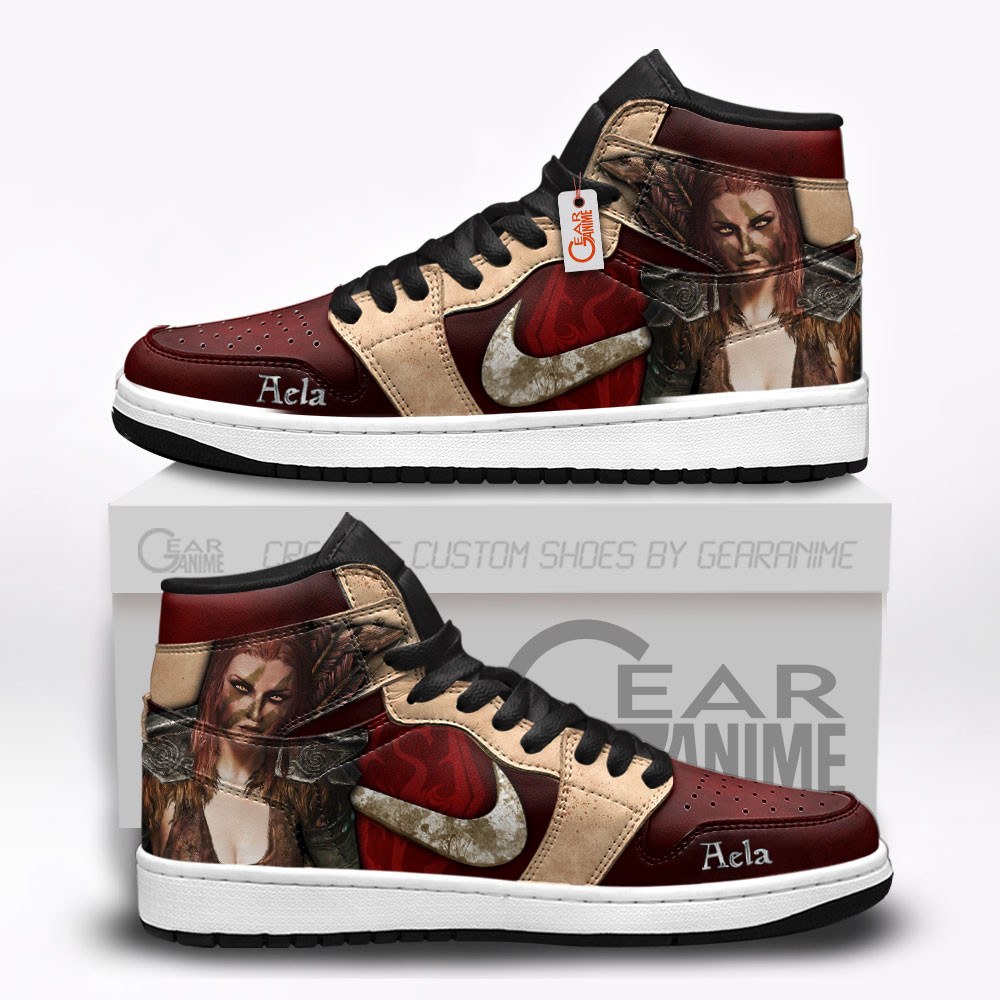Aela the Huntress Custom Gaming High-Top Leather Sneakers Elder Scrolls Custom Shoes