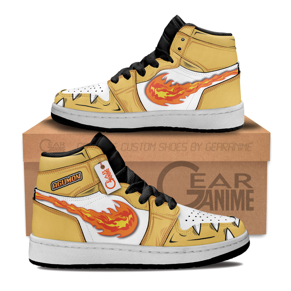 Agumon Custom Anime Kids High-Top Leather Sneakers