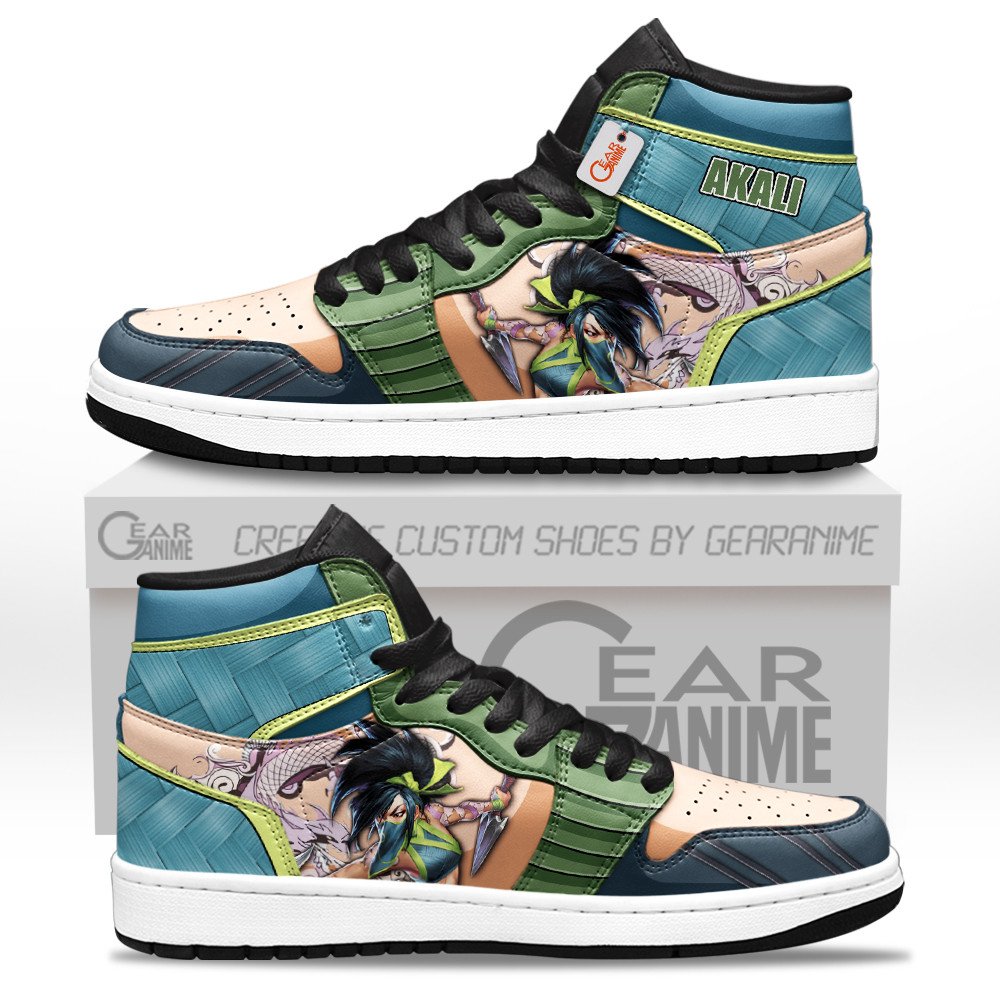 Akali Custom Gaming High-Top Leather Sneakers Game LoL Esport Custom Name