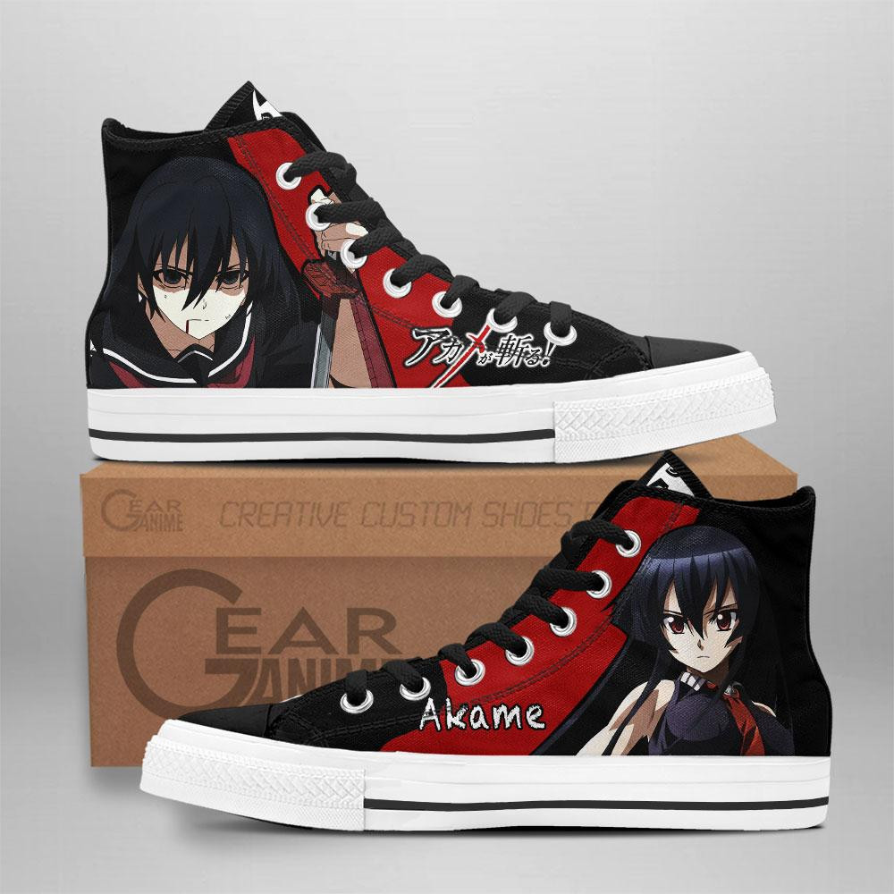 Akame ga Kill Akame Custom Anime High-Top Canvas Shoes NTT121