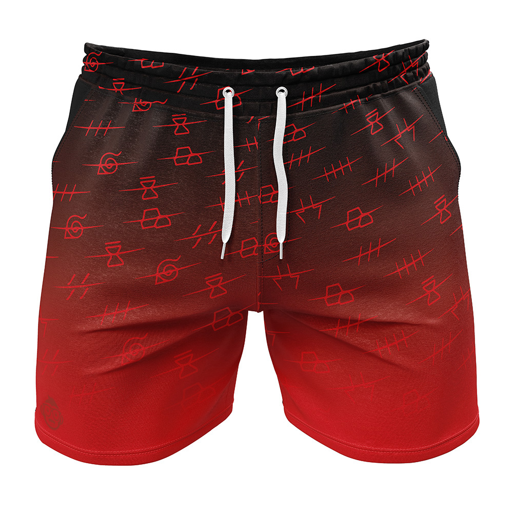 Akatsuki Red Cloud Villages Pattern Gym Shorts
