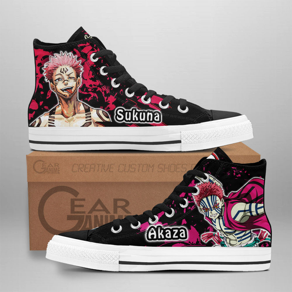 Akaza and Sukuna Custom Anime High-Top Canvas Shoes NTT210