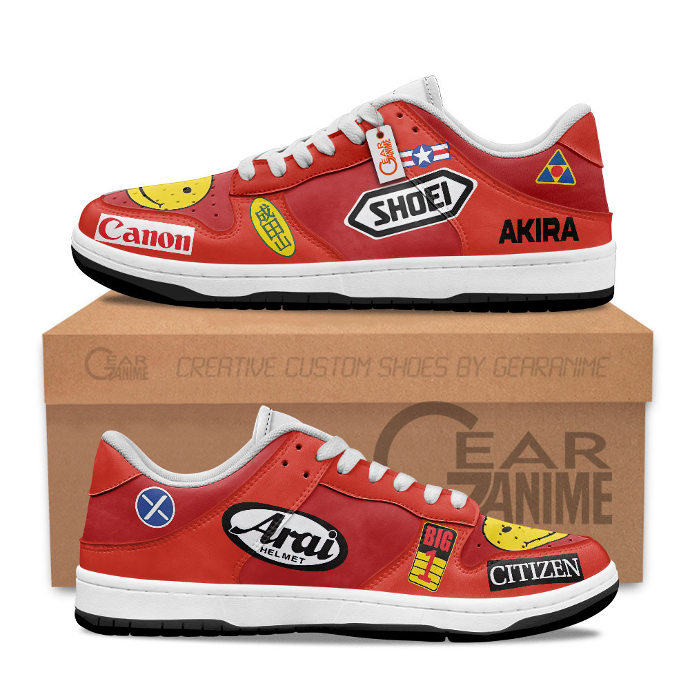 Akira Kaneda Bike Stickers Custom Anime Low-Top Skate Sneakers