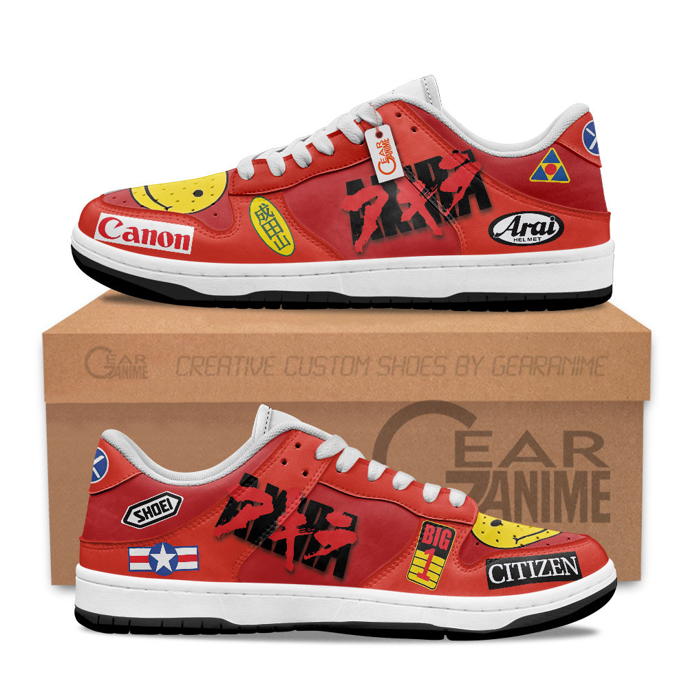 Akira Kaneda's Bike Stickers Custom Anime Low-Top Skate Sneakers