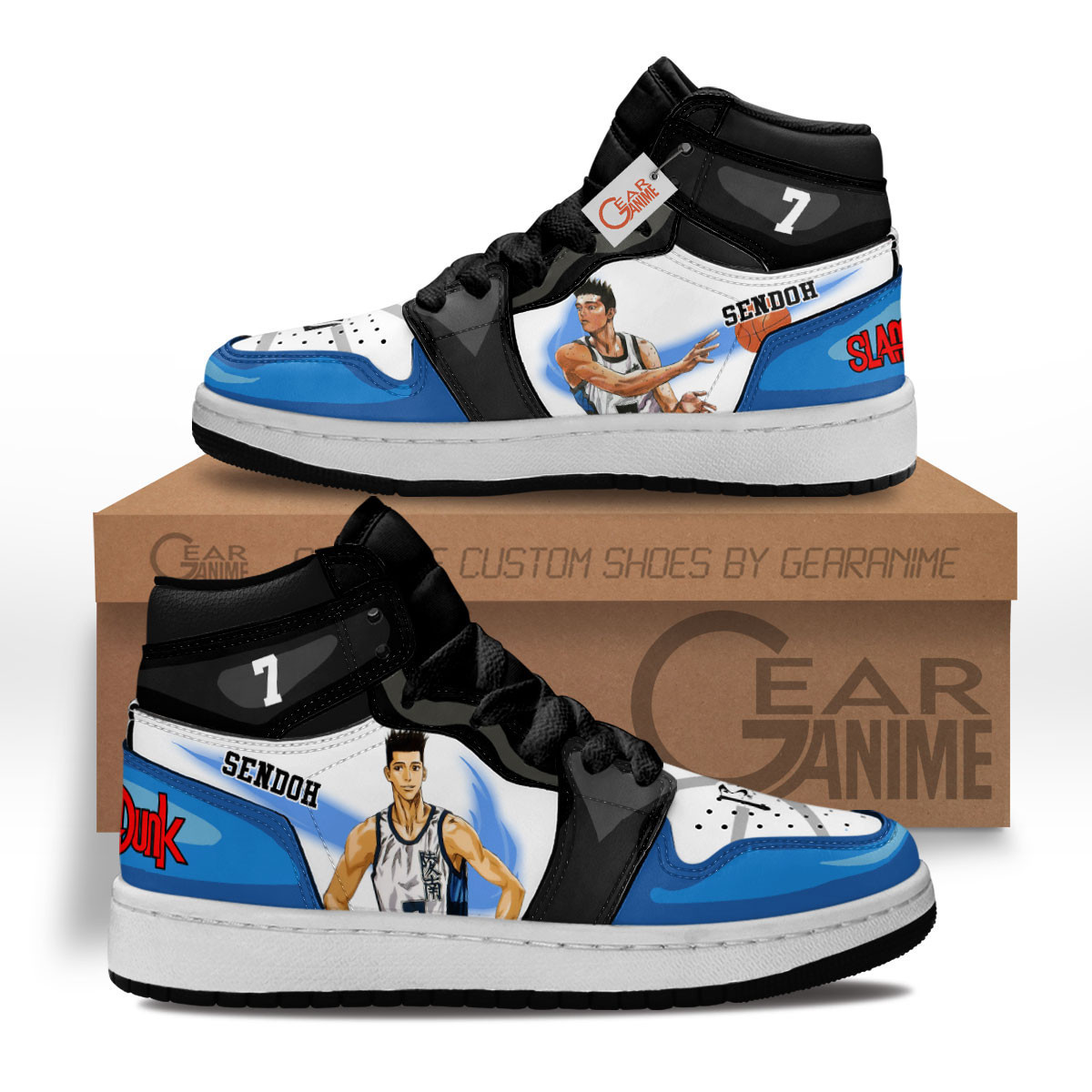Akira Sendoh Custom Anime Kids High-Top Leather Sneakers Slam Dunk Shoes MV1302