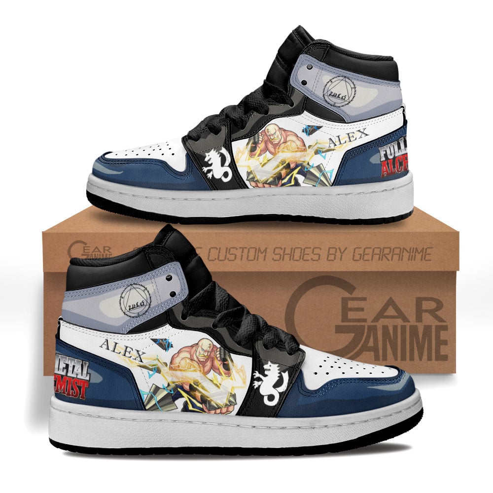 Alex Louis Armstrong Custom Anime Kids High-Top Leather Sneakers