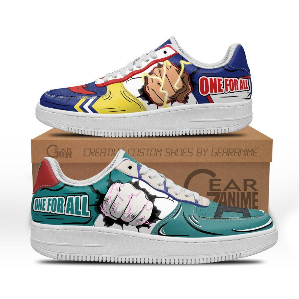 All Might and Deku Custom Anime Low-Top Leather Sneakers