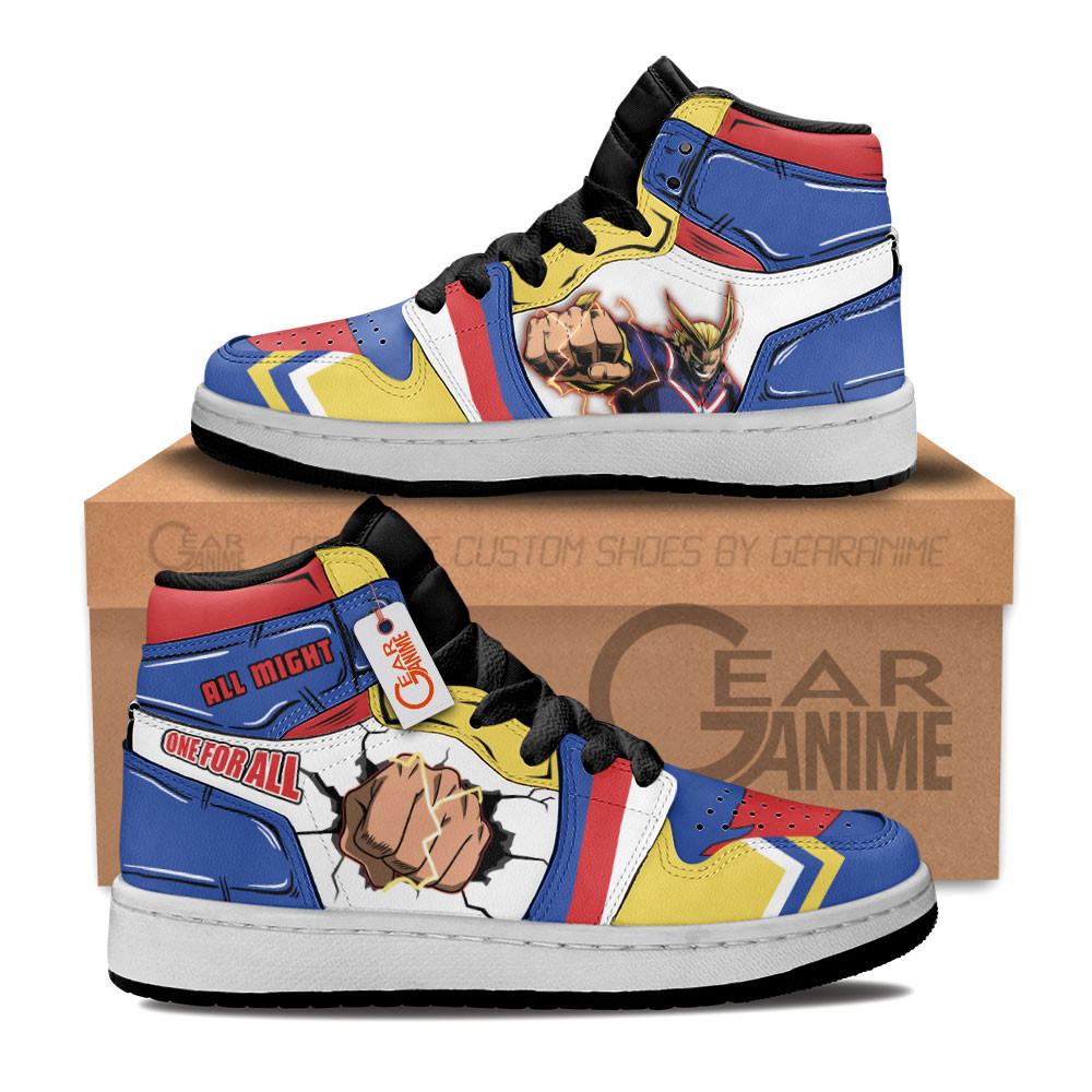 All Might Custom Anime Kids High-Top Leather Sneakers Personalized