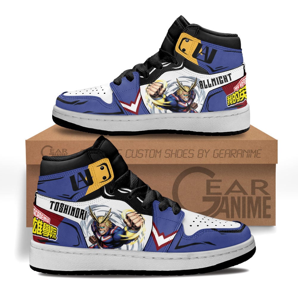 All Might Custom Anime Kids High-Top Leather Sneakers