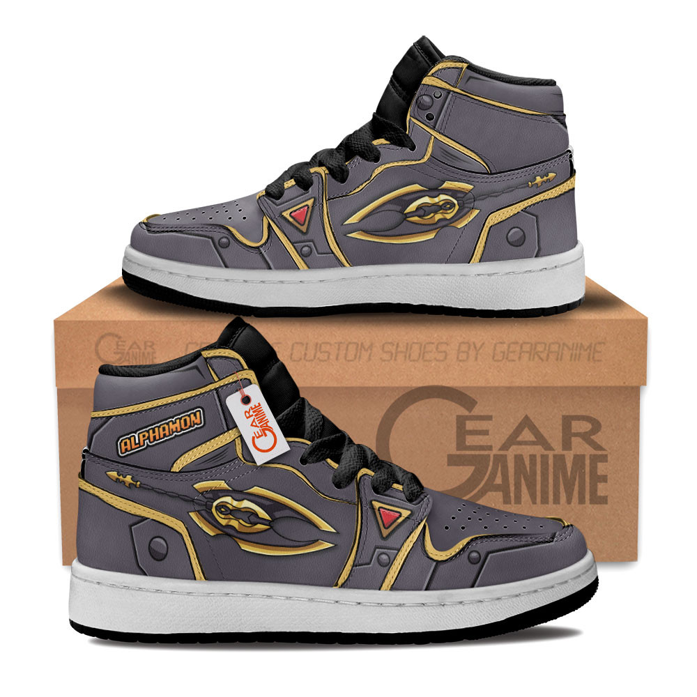 Alphamon Custom Anime Kids High-Top Leather Sneakers