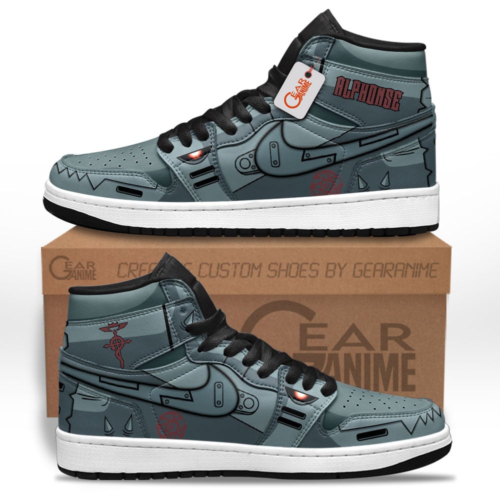 Alphonse Elric High-Top Leather Sneakers Custom Name