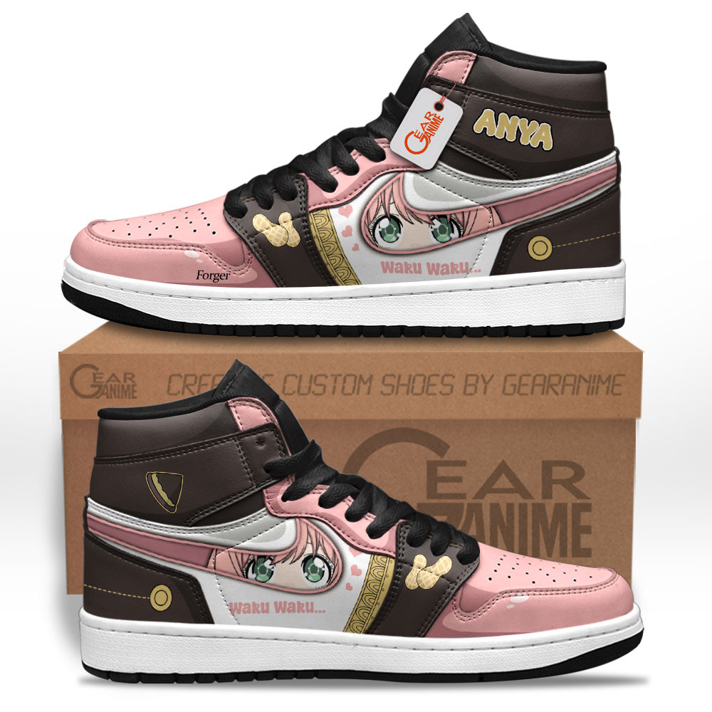 Anya Forger High-Top Leather Sneakers Waku Waku Custom Name