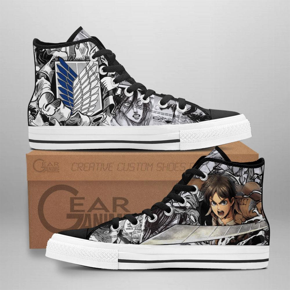 AOT Eren Custom Anime High-Top Canvas Shoes TT2508