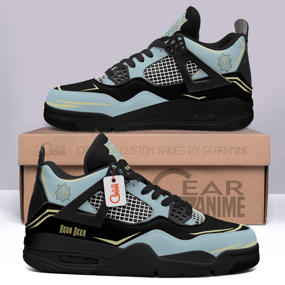 Aqua Deer Retro 4 Leather Sneakers Custom Name