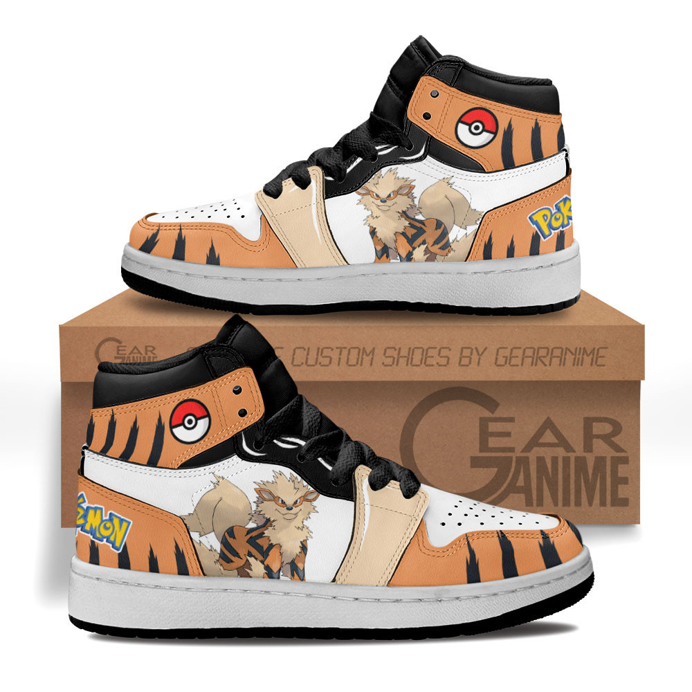 Arcanine Custom Anime Kids High-Top Leather Sneakers