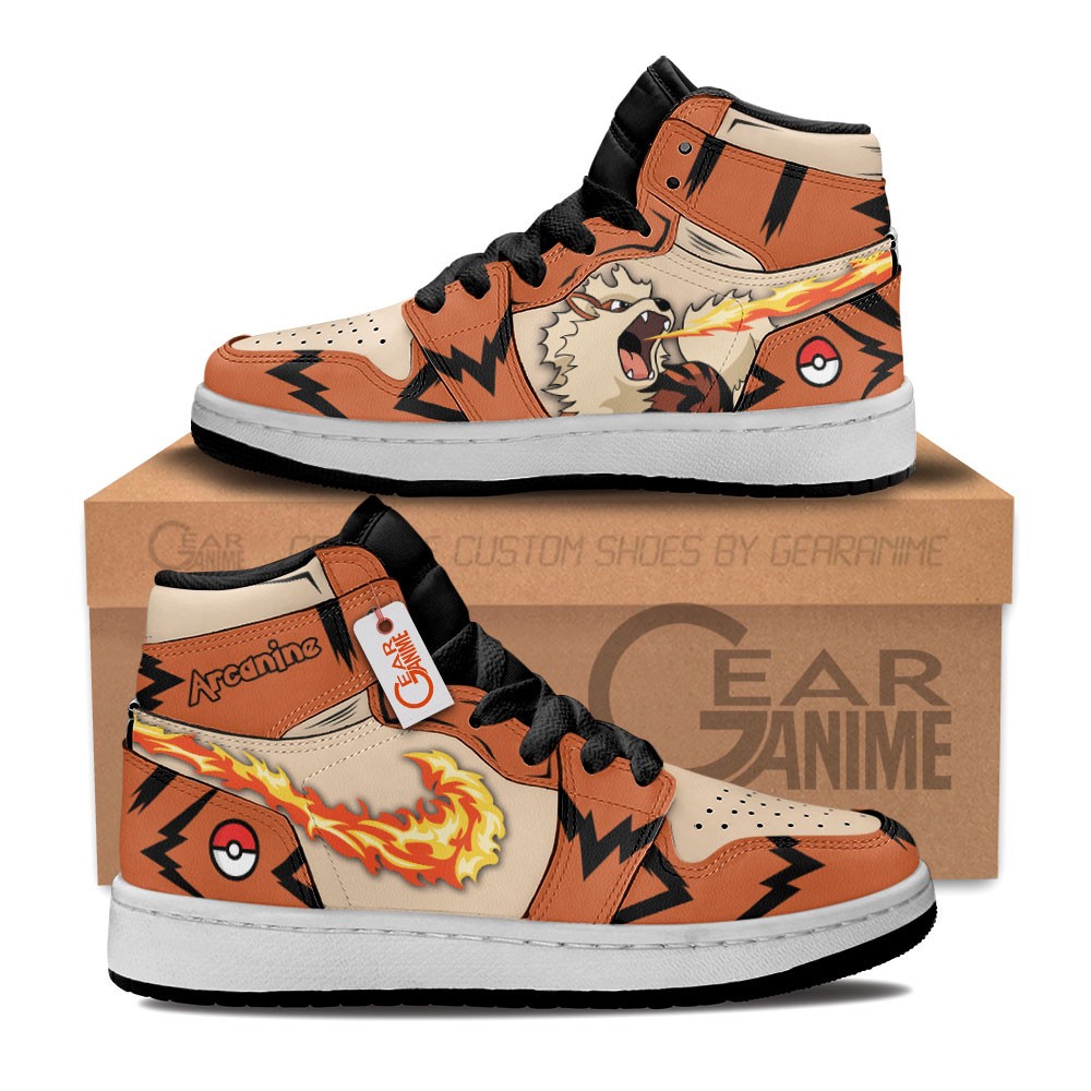 Arcanine Custom Anime Kids High-Top Leather Sneakers Personalized
