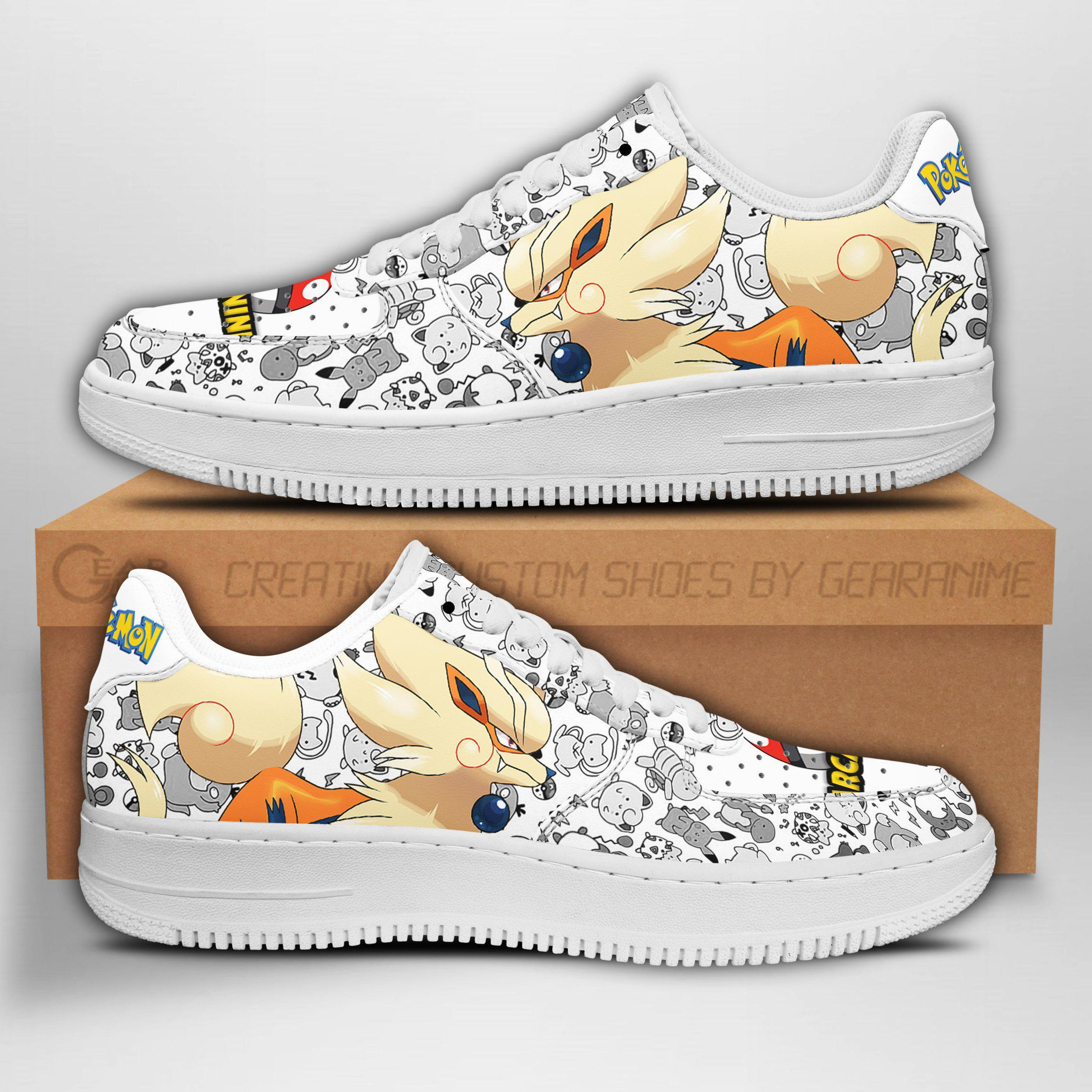 Arcanine Custom Anime Low-Top Leather Sneakers
