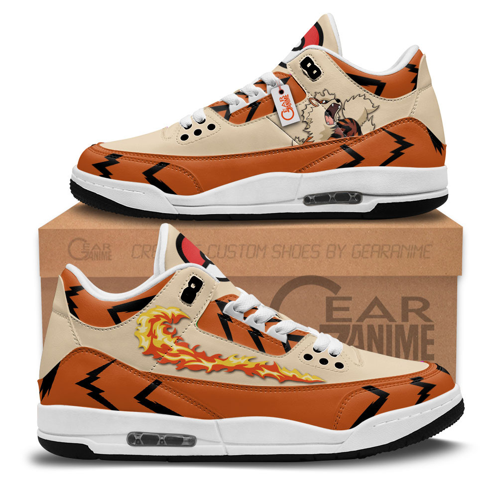 Arcanine Custom Anime Retro 3 Leather Sneakers