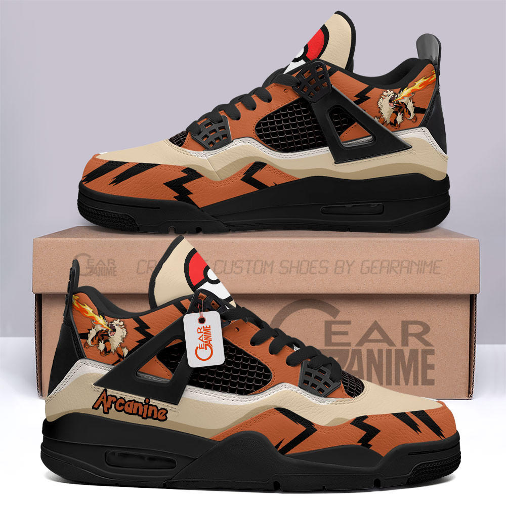 Arcanine Retro 4 Leather Sneakers Custom Name