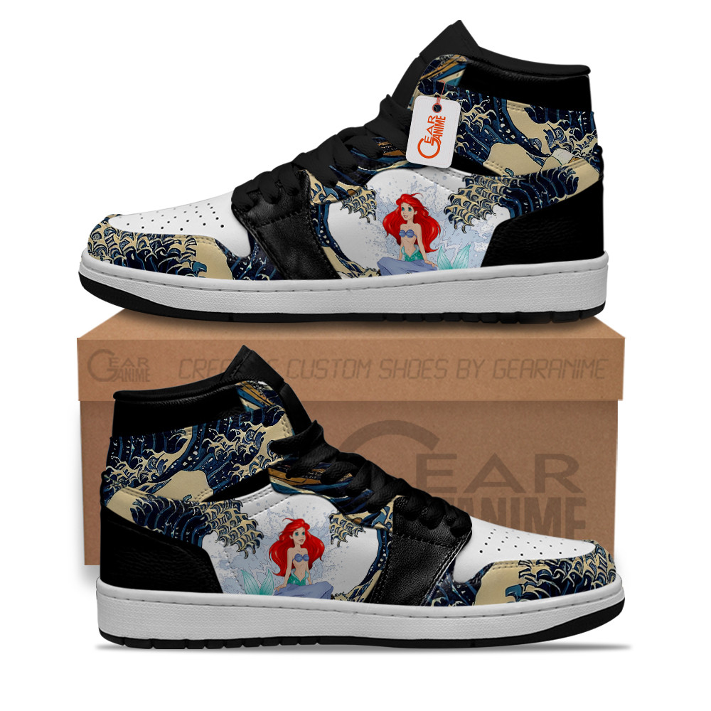 Ariel Kanagawa Great Wave Custom Movie High-Top Leather Sneakers