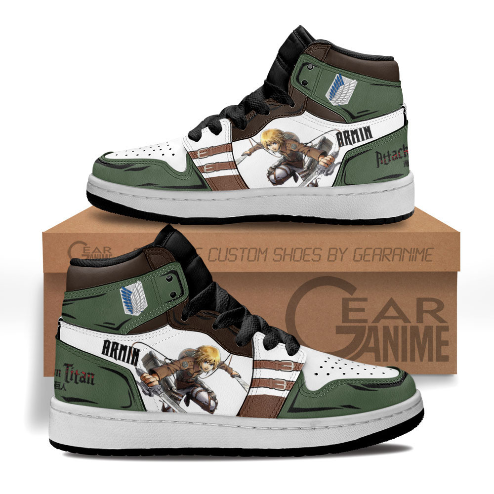 Armin Arlert Custom Anime Kids High-Top Leather Sneakers
