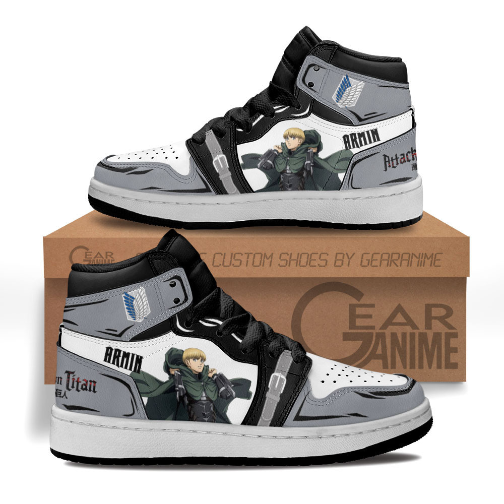 Armin Arlert Custom Anime Kids High-Top Leather Sneakers