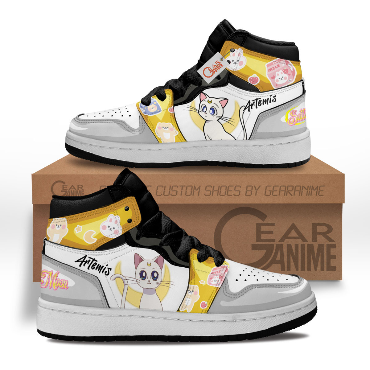 Artemis Custom Anime Kids High-Top Leather Sneakers