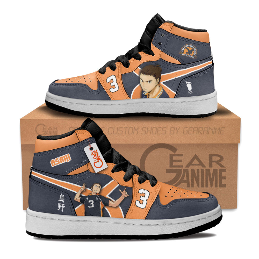 Asahi Azumane Custom Anime Kids High-Top Leather Sneakers Personalized