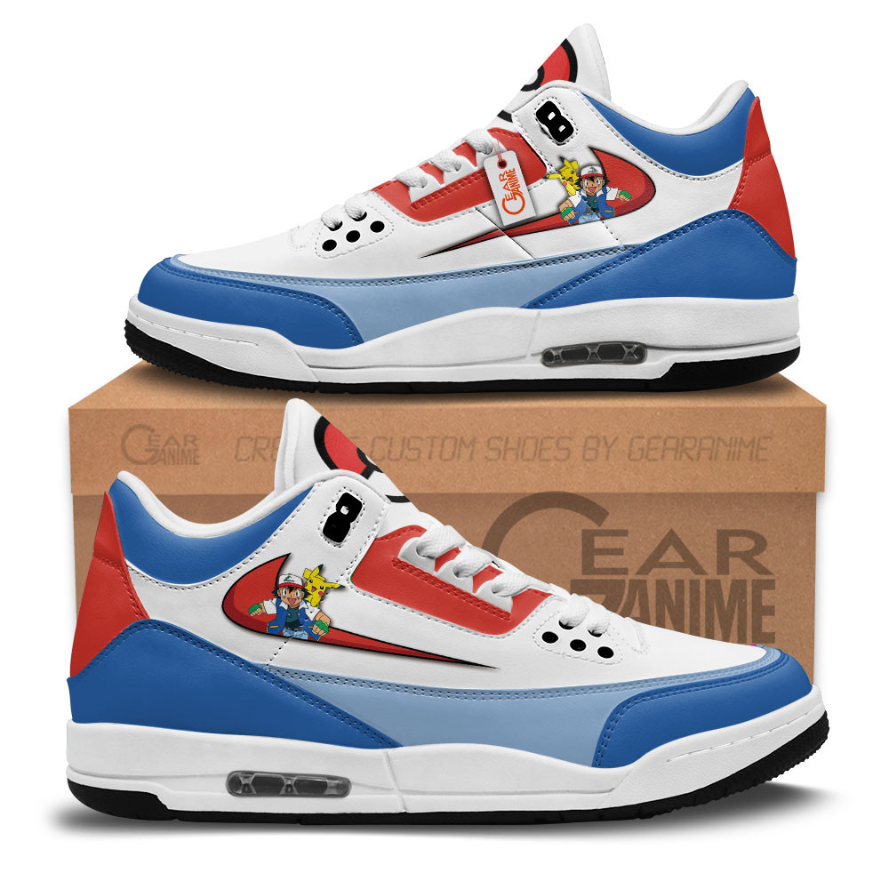 Ash Ketchum Custom Anime Retro 3 Leather Sneakers