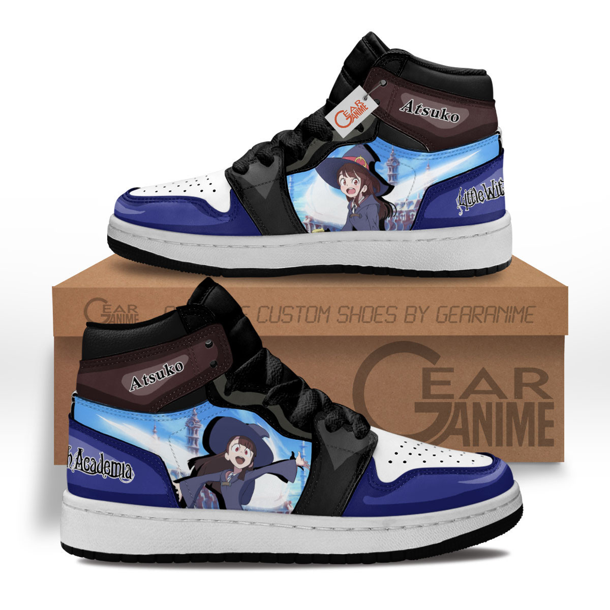 Atsuko Kagari Custom Anime Kids High-Top Leather Sneakers MV2702