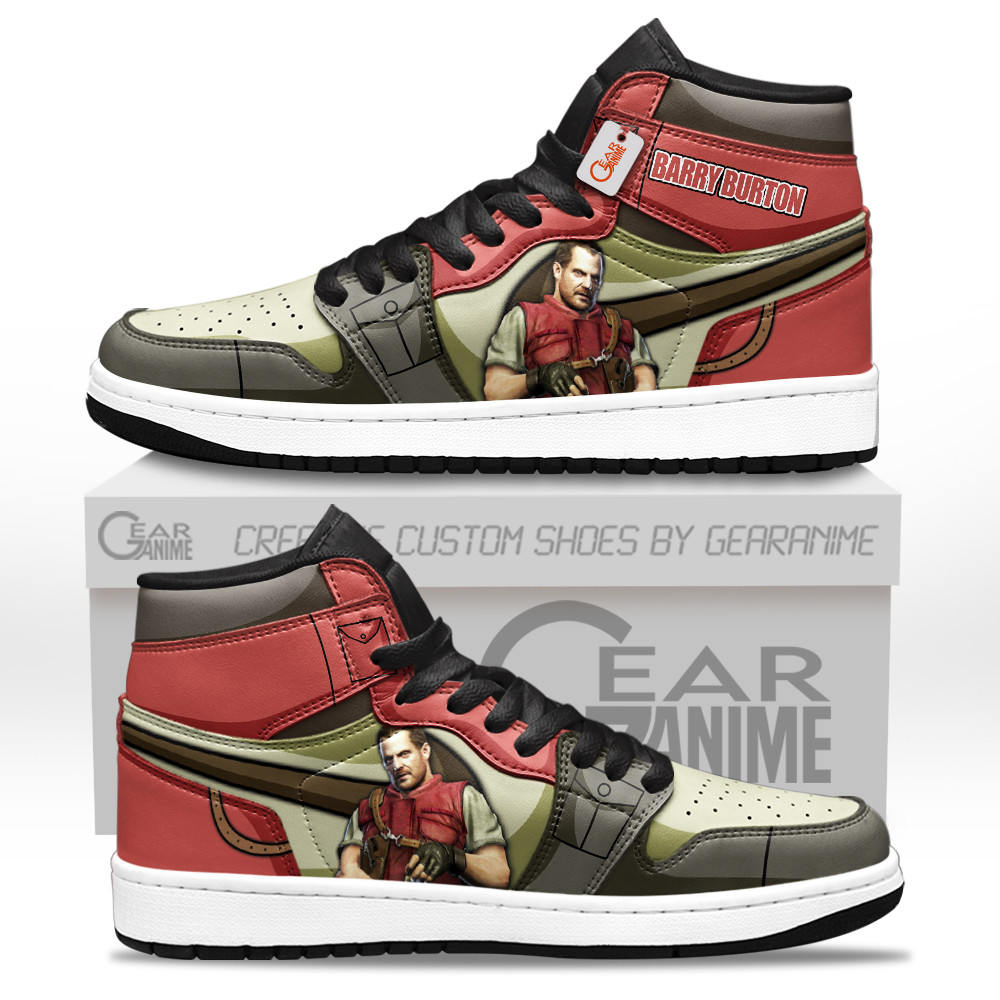 Barry Burton Custom Gaming High-Top Leather Sneakers Games Collection Personalized