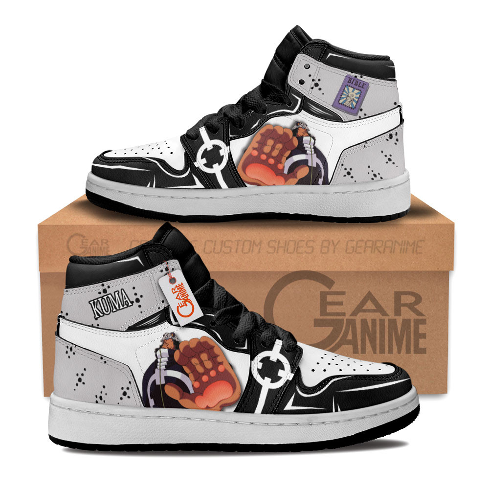 Bartholomew Kuma Custom Anime Kids High-Top Leather Sneakers Personalized