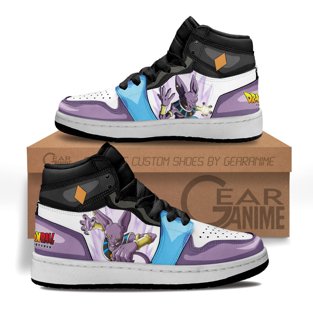 Beerus Custom Anime Kids High-Top Leather Sneakers