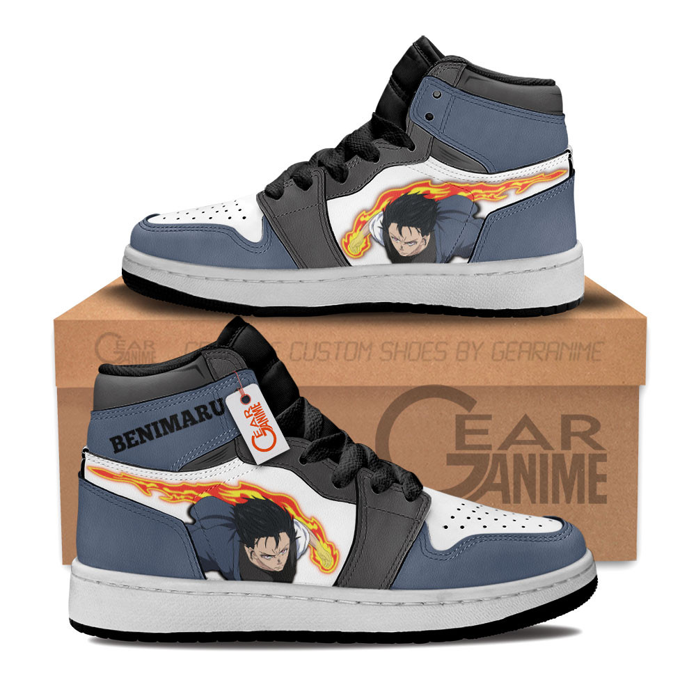 Benimaru Shinmon Custom Anime Kids High-Top Leather Sneakers