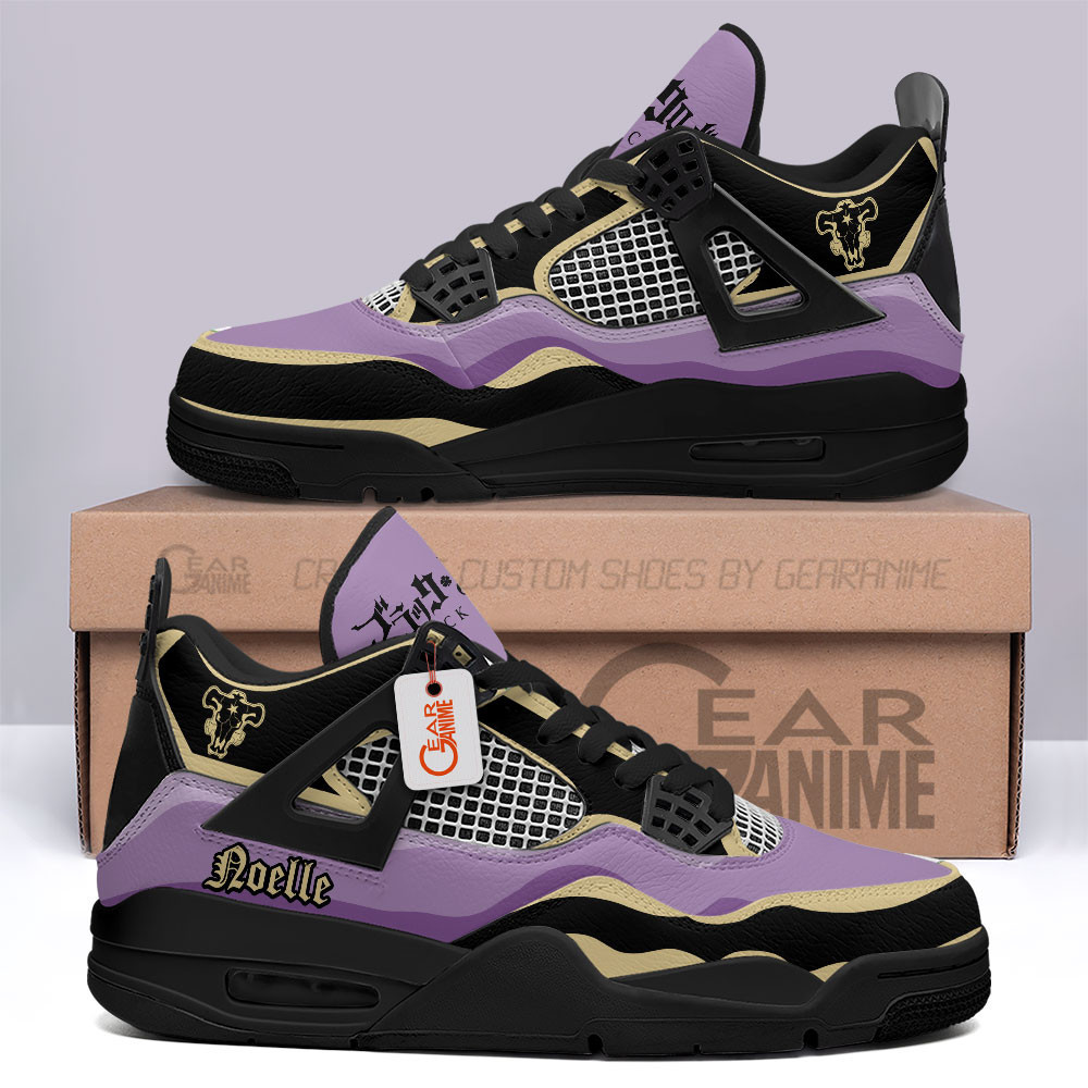 Black Bull Noelle Silva Custom Anime Retro 4 Leather Sneakers