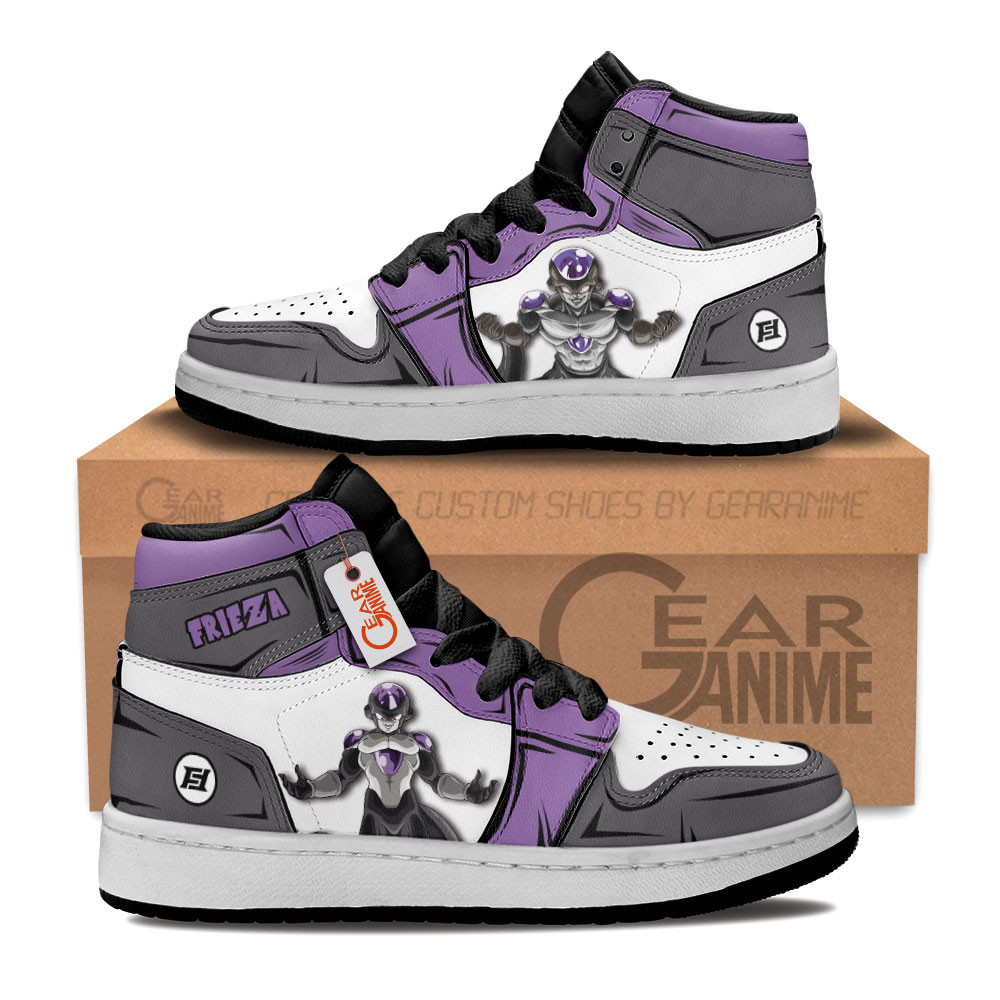 Black Frieza Custom Anime Kids High-Top Leather Sneakers Personalized