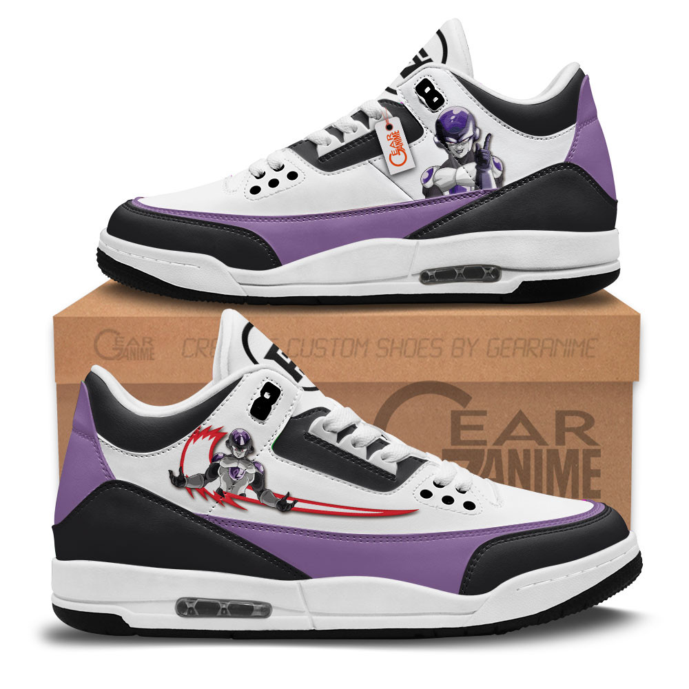 Black Frieza Custom Anime Retro 3 Leather Sneakers