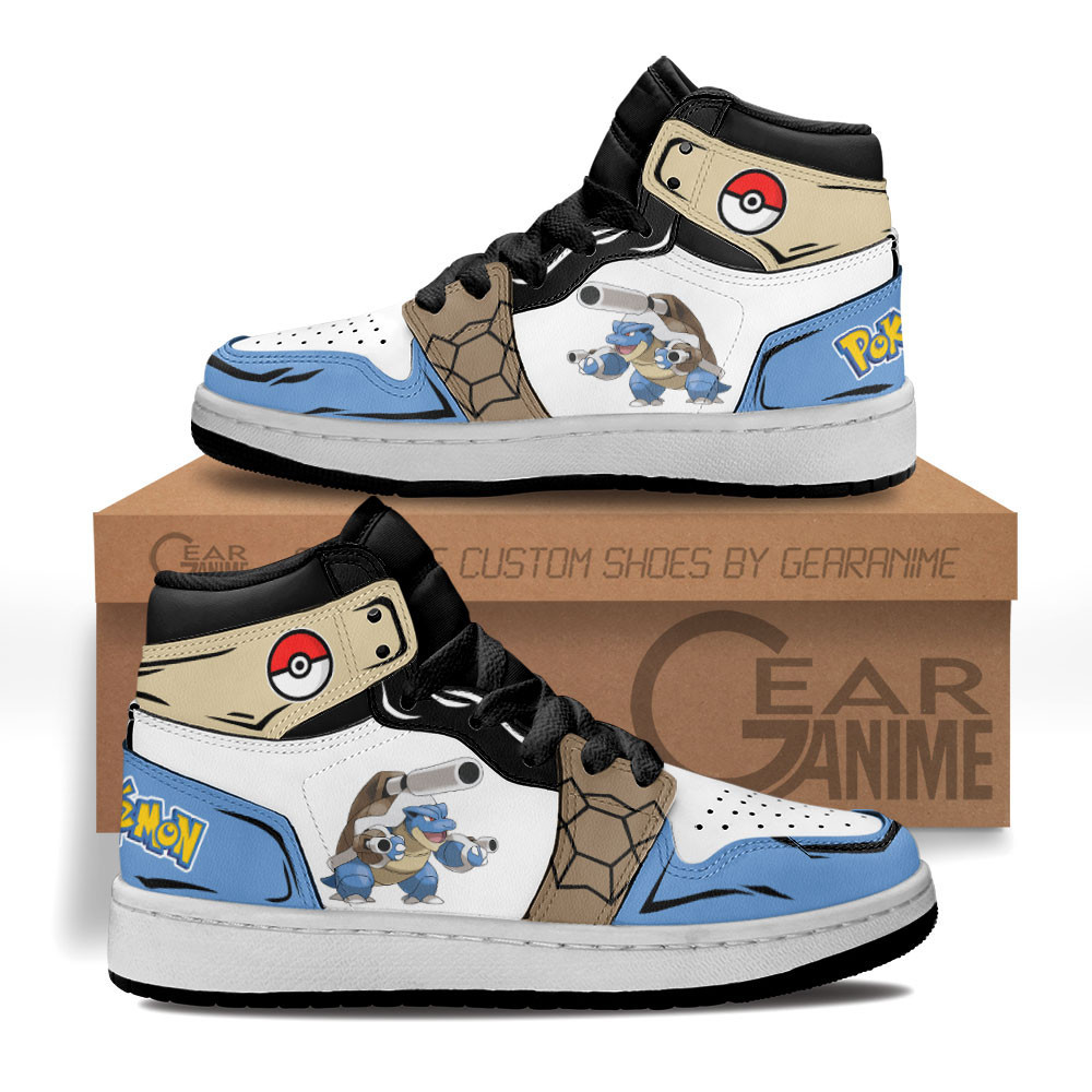 Blastoise Custom Anime Kids High-Top Leather Sneakers