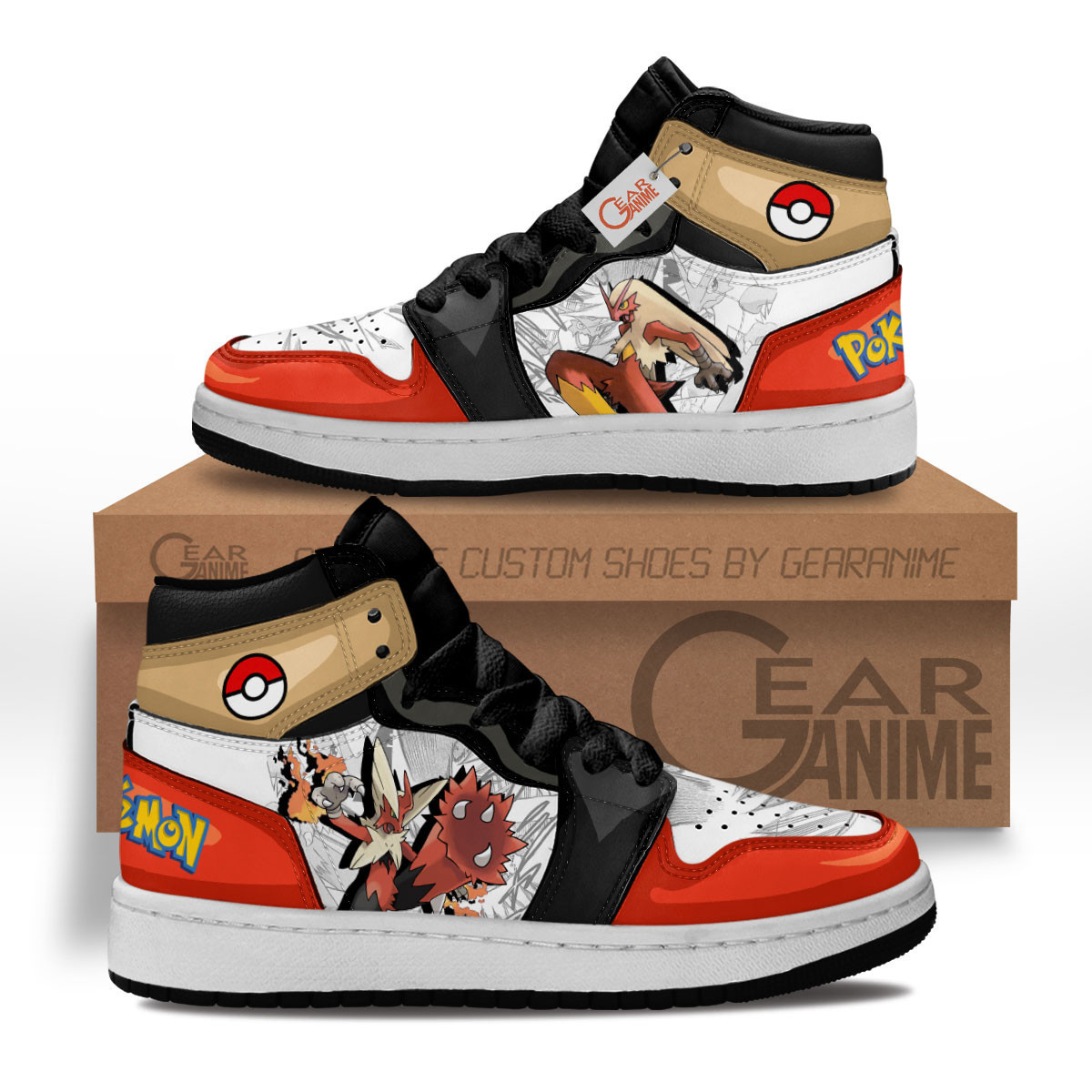 Blaziken Custom Anime Kids High-Top Leather Sneakers