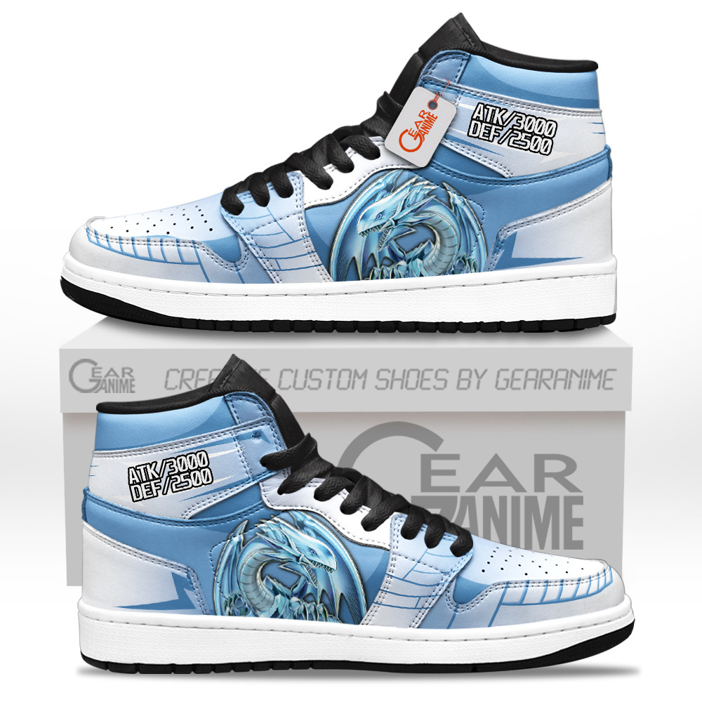 Blue Eyes White Dragon Custom Anime High-Top Leather Sneakers