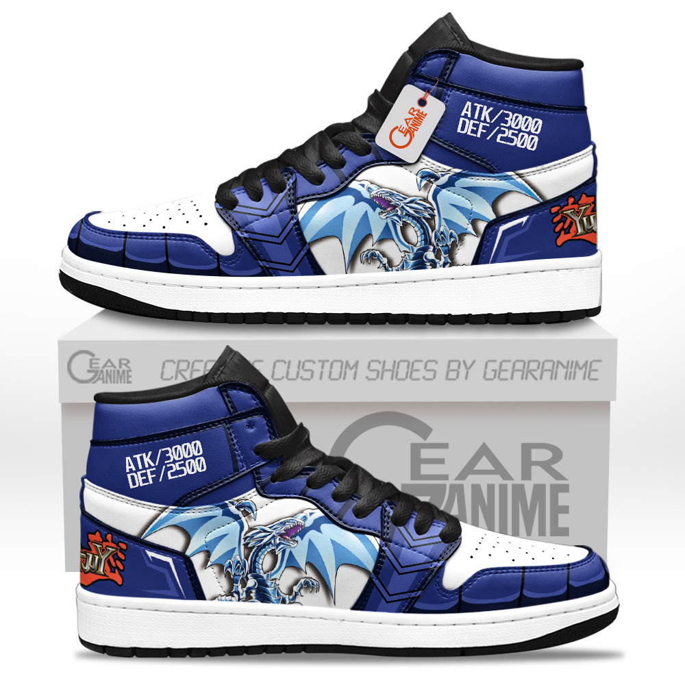 Blue Eyes White Dragon Custom Anime High-Top Leather Sneakers