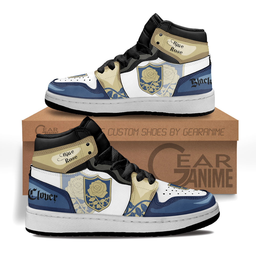 Blue Rose Custom Anime Kids High-Top Leather Sneakers