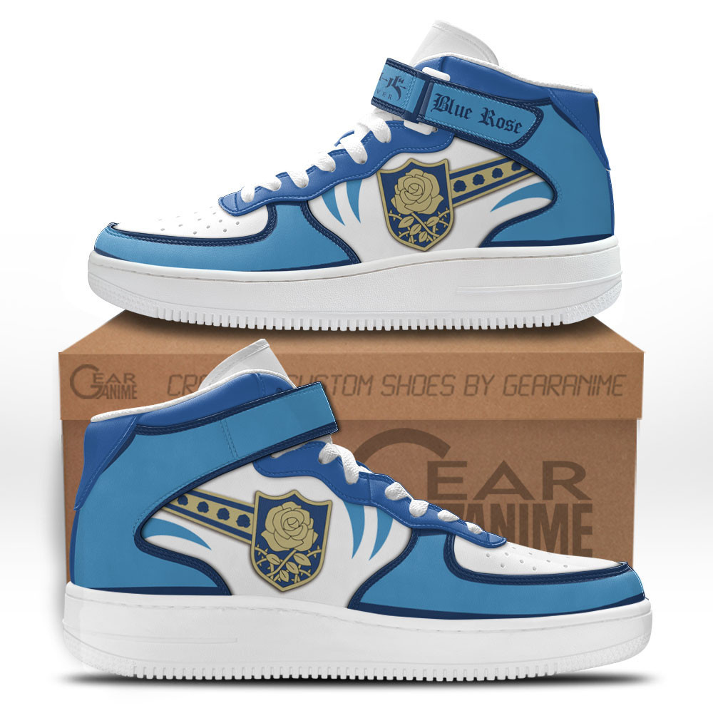 Blue Rose Custom Anime Mid-Top Leather Sneakers