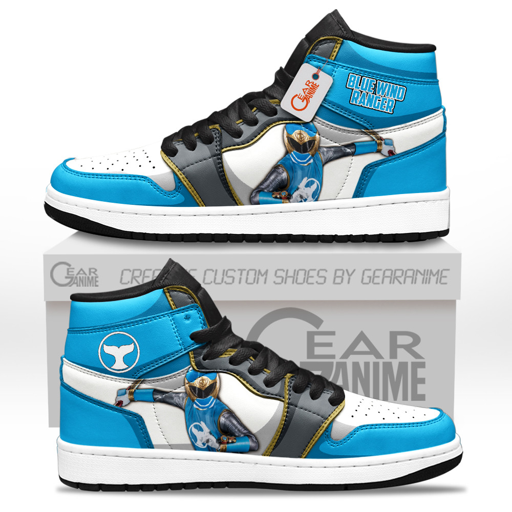 Blue Wind Ranger Custom Movie High-Top Leather Sneakers Character Edition