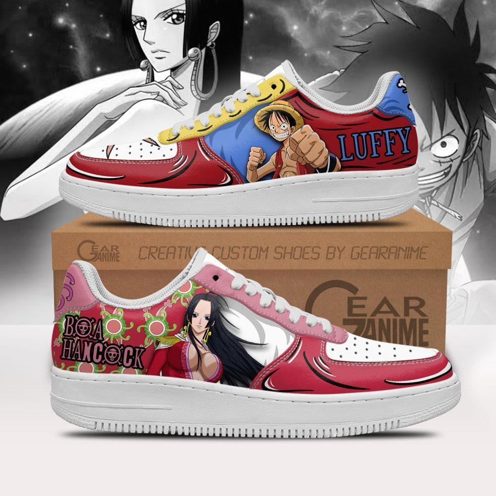 Boa Hancock And Luffy Custom Anime Low-Top Leather Sneakers