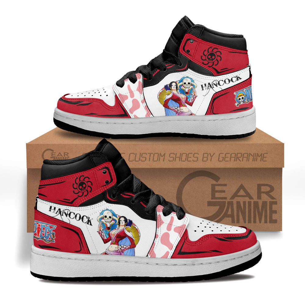 Boa Hancock Custom Anime Kids High-Top Leather Sneakers