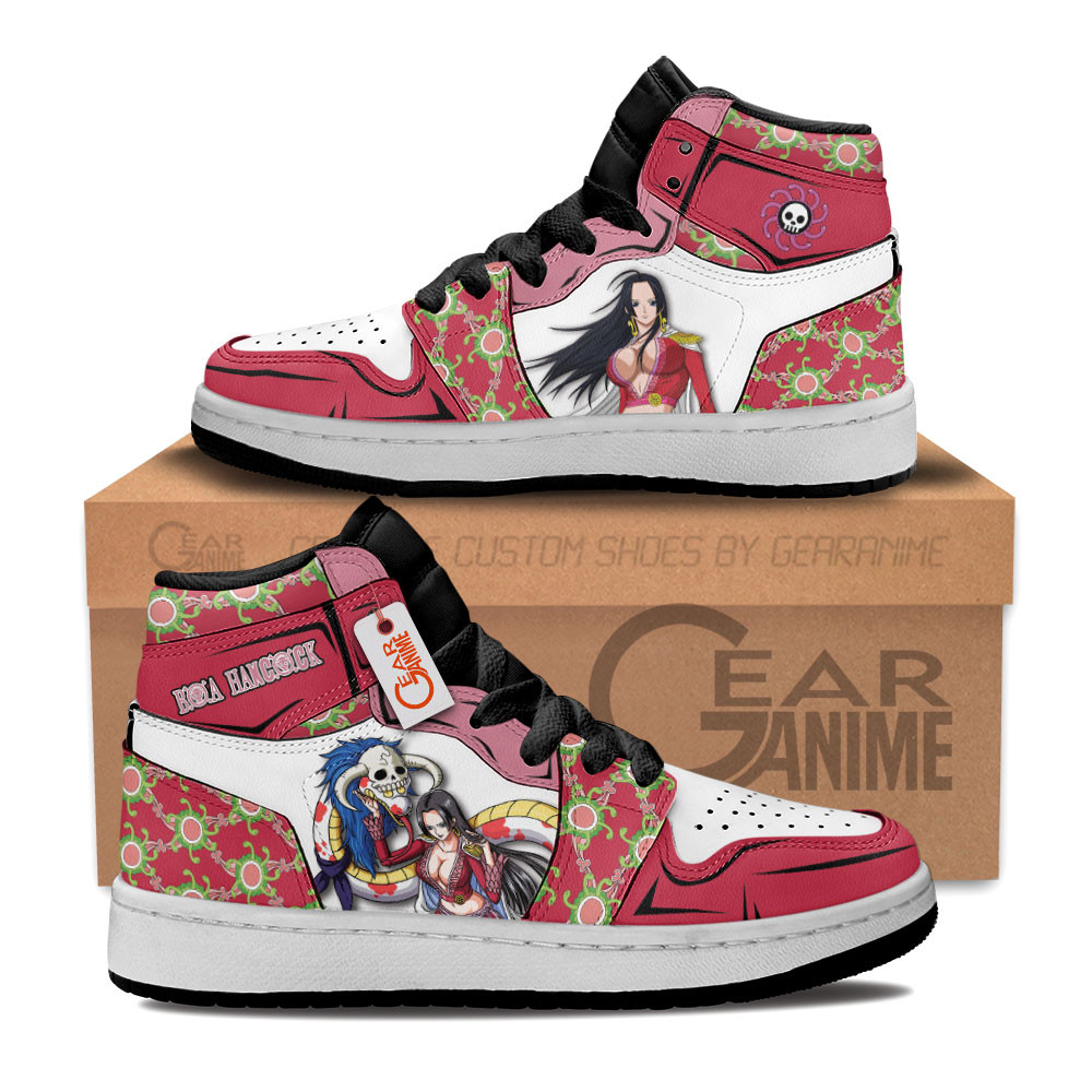 Boa Hancock Custom Anime Kids High-Top Leather Sneakers Personalized