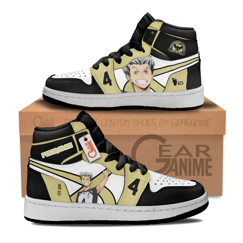 Bokuto Koutaro Custom Anime Kids High-Top Leather Sneakers Personalized