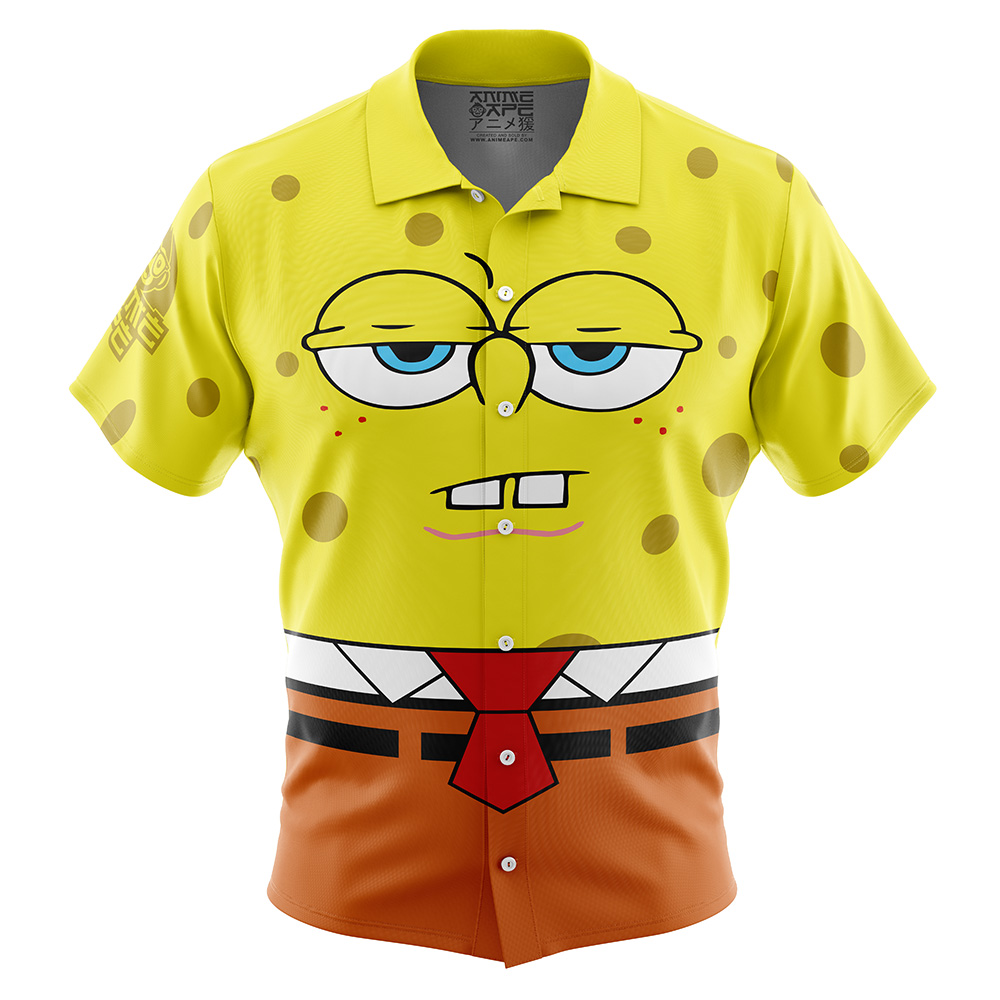 Bored Spongebob Squarepants Button Up Hawaiian Shirt