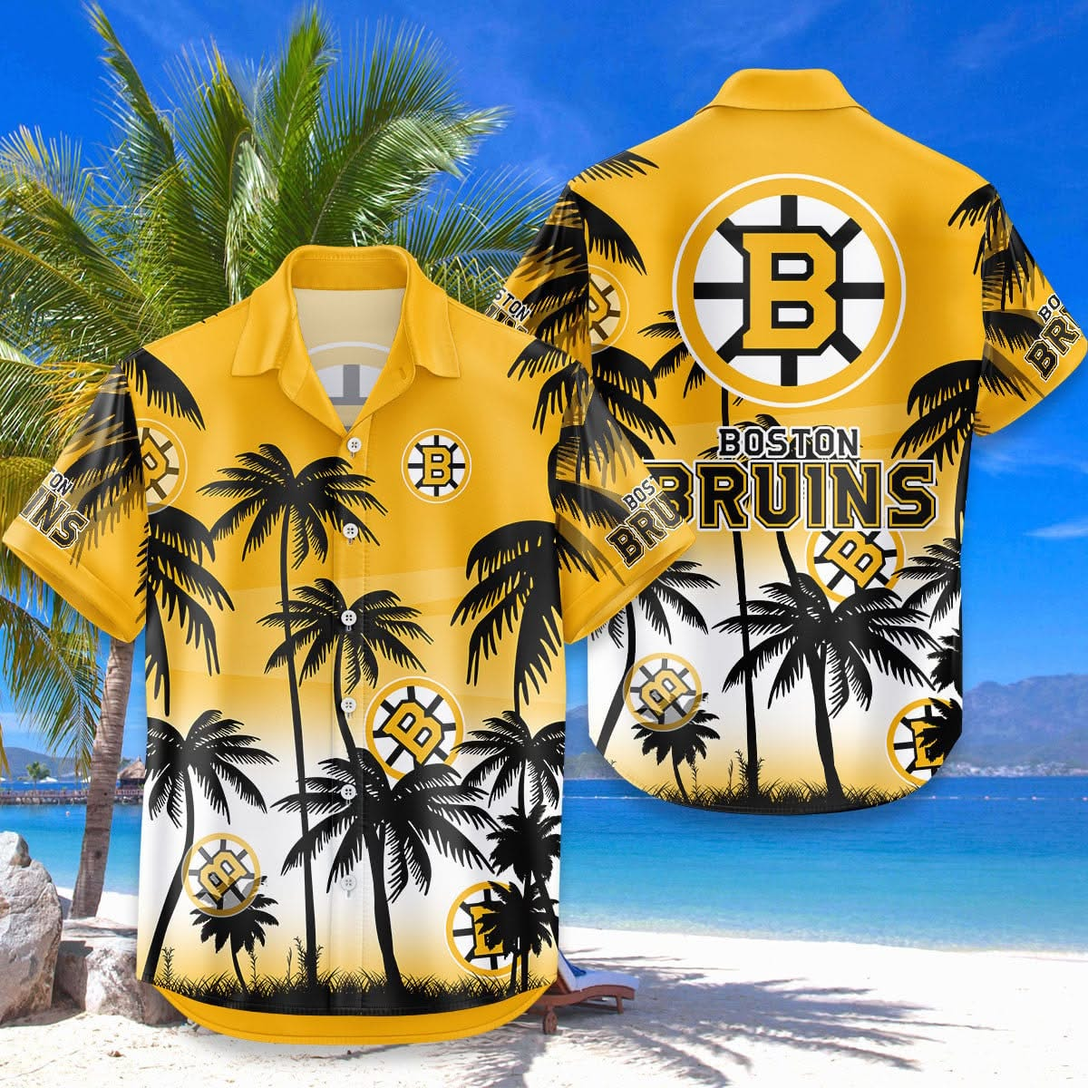 Boston Bruins Logo Hawaiian Shirt Boston Bruins Gear Gift for NHL Fans